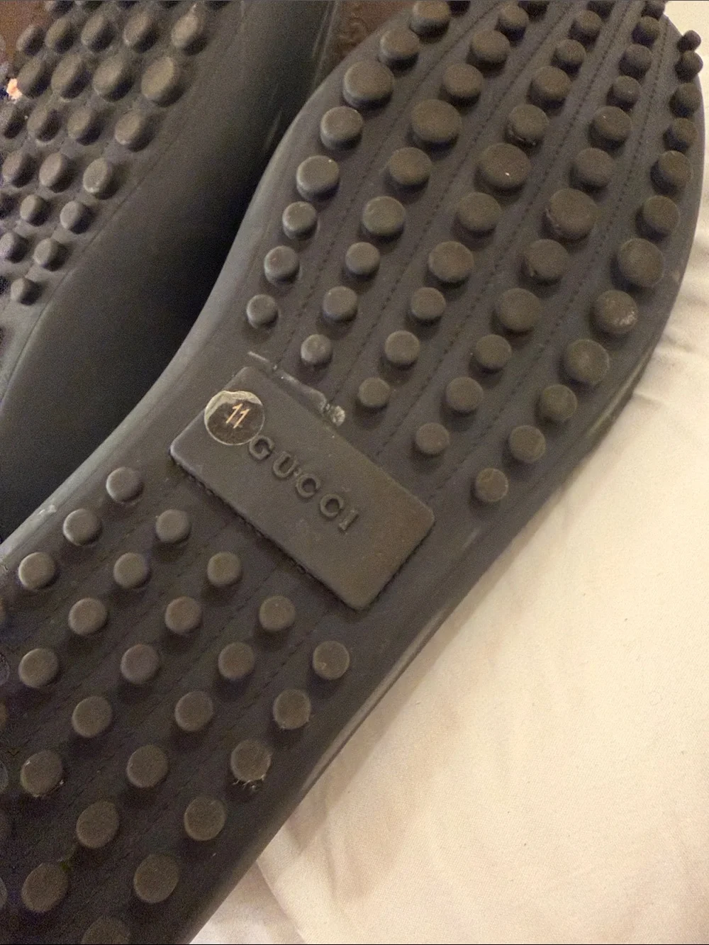 Gucci Black Leather Horsebit Slip-On Loafers. Waterproof! Rubber! Very unique!